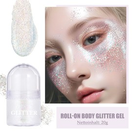 EONFAVE Roll-on Body Glitter Gel, Mermaid Pailletten Gesicht Glitzer, Color Change Sequin for Festival Rave Accessories, Holographic Face Paint Hair Glitter Gel, Sparkle Shimmer Makeup Körperglitzer