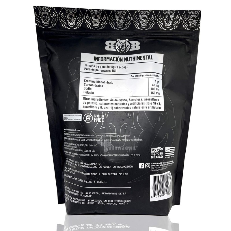 Creatina Monohidratada 750gr Fresa 150 serv Blackbear