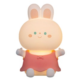Soft Light Night Light Silicone 7 Color Changes Little Bunny Lamp Children Cartoon Birthday Gift Pink