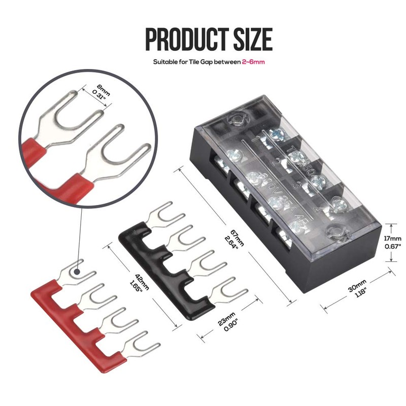73Pcs(6Sets) Terminal Block Set, 6Pcs 4 Positions 600V 25A Dual
