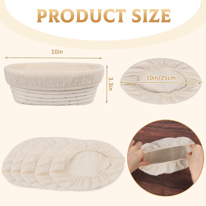 Bread Proofing Basket Cover, 4PCS Oval Sourdough Proving Basket Cloth