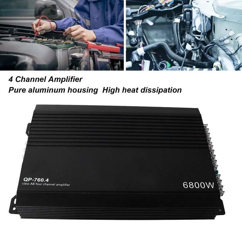 4 Channel Car Amplifier, Efficient Cooling System, Terminal Design, Copper