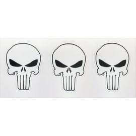 3 pcs Skull White, Hard Hat Sticker, 4 in - USA American Union Decals