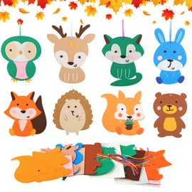 Moosono 8 Pieces Autumn Craft Set for Children, Felt Animal Crafts, Autumn, Creative Set, Autumn Decorations Craft Set Children from 3 4 5 6 7 8 Years for Boys Girls Autumn Time Birthday