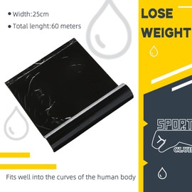 Gersoniel 3 Rolls 60 Meters Black Osmotic Plastic Body Wrap Workout and Sweat Enhancer Stomach Body Film Applicator Power Wrap