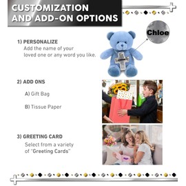 DolliBu Blue Bear Stuffed Animal with Silver Cross Plush - Religious Baptism Gift for Boys and Girls, Cute Dedication Christening Gifts Plush Prayer Toy Healing Teddy Bear - 8 Inches