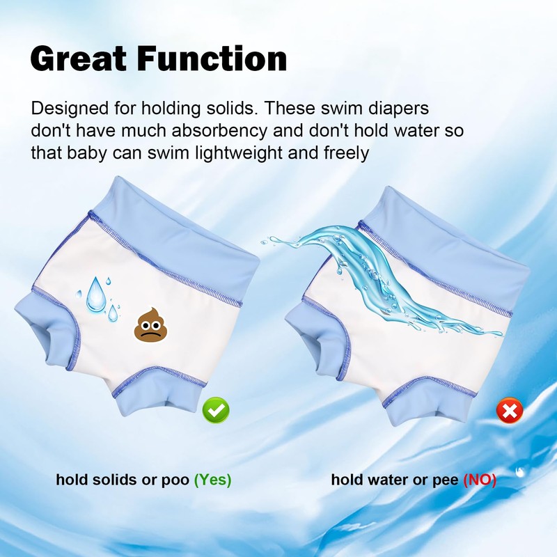 MooMoo Baby Reusable Swim Diapers 3 Pcs Waterproof Swimming Diapers