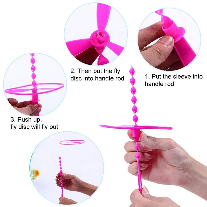 EQLEF 10PCS Twisty Pull String Flying Saucers Spinning Flying Disc