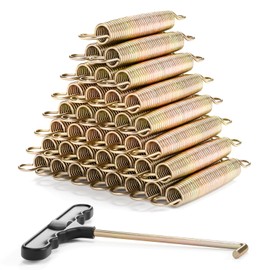 LUDACOO 6.5" Trampoline Springs, Heavy Duty Stainless Steel Trampoline Accessories with Swivel & Straight Hooks, Universal Trampoline Replacement Parts Includes T-Hook Tool, 24 Pack