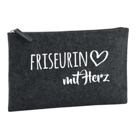 Huuraa Hairdresser Wash Bag with Heart Gift 1 Litre Charcoal Felt Hairdresser Gift Idea