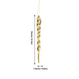 PRETYZOOM 12Pcs Christmas Tree Icicle Twist Icicle Ornament 13cm Xmas Tree Hanging Ornament for Wedding Holiday Home Garden Decoration Golden