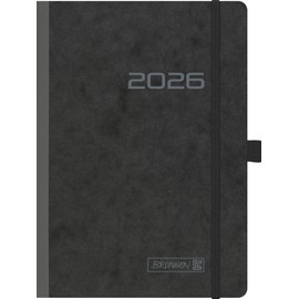 BRUNNEN Book Calendar Model 796 2026 | A5, Cardboard, Black