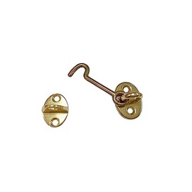 QCAA Forged Brass Cabin Hook Latch & Eye, 2-1/2", Vibrated Brass, 1 Pack, Made in Taiwan