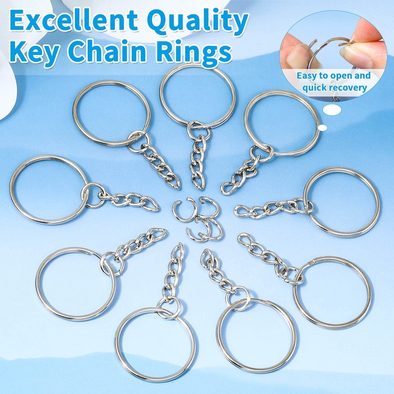 Paxcoo 50Pcs Keychains with Chain and 50 Pcs Jump Rings,