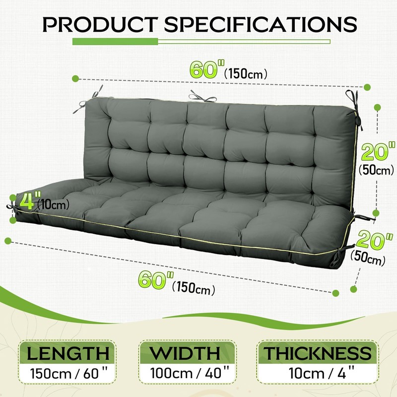 Oxford Fabric Swing Cushions with Backrest & Tie Straps for
