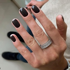 Black Press on Nails Short Nails for Women,KXAMELIE Square Glue on Nails Short Fake Nails Solid Color Acrylic Nails glue on Thick& Natural False Nails Gel Nails Set for Mani