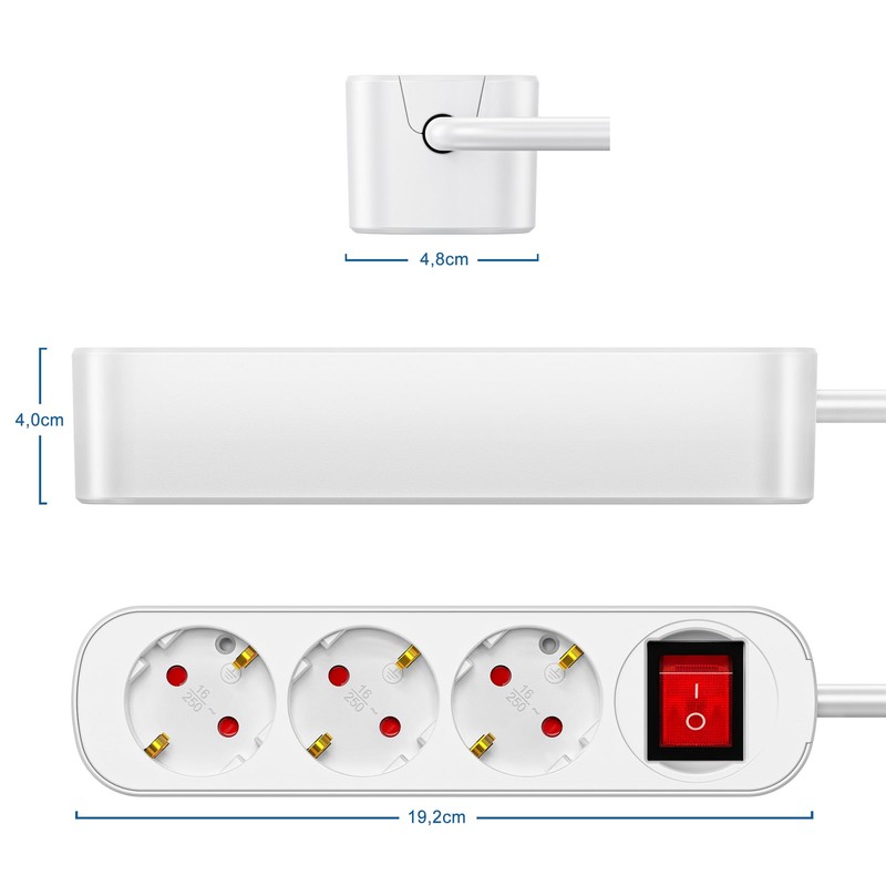 Power Strip for Home, 3-Way Multiple Socket with Save Energy