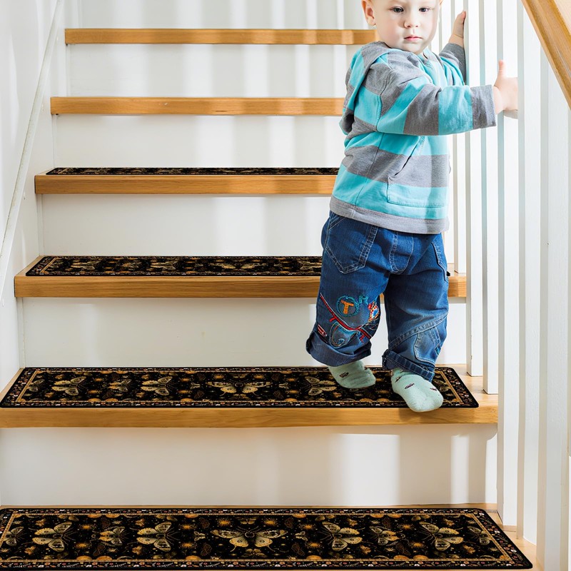 InIsaJace Stair Treads for Wooden Steps 15 Pack Moth Stair