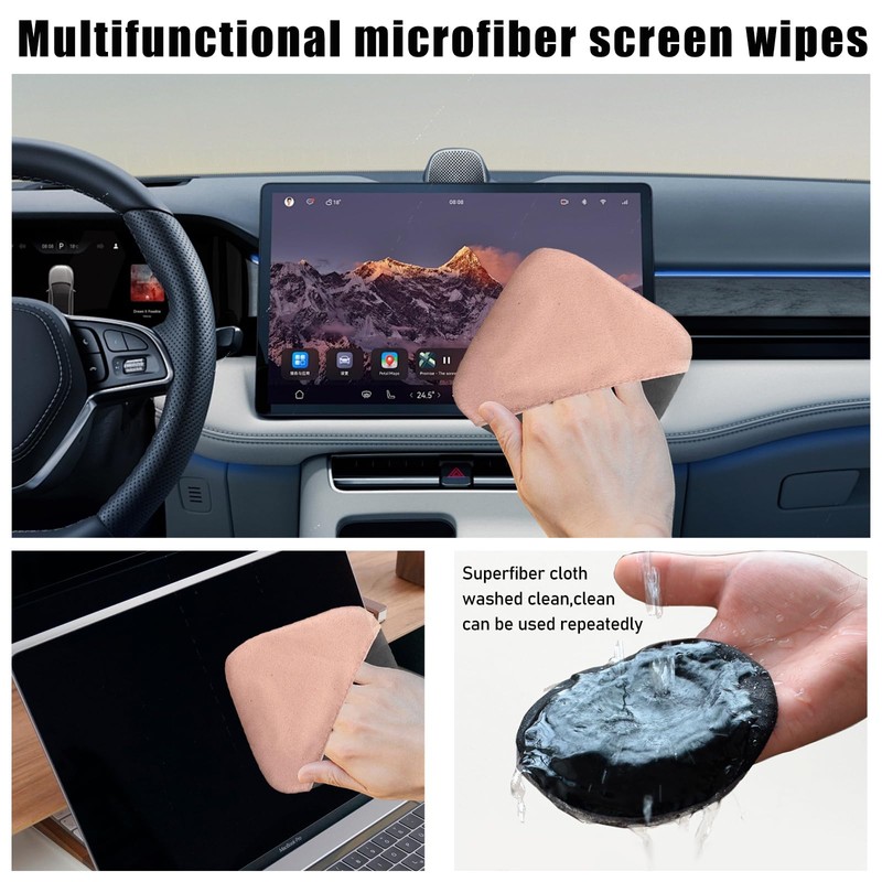 Ohleats Car Screen Cleaner, Microfiber Auto Screen Cleaning Pad, Foldable