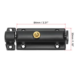 sourcing map Spring Loaded Latch Pin 3.31 x 1.18 Inch Door Safety Slide Lock with Button Internal Door Bolt Latch Sliding Lock Barrel Bolt with Screws Furniture Black, Pack of 2
