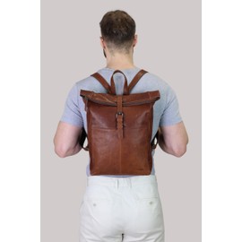 Gusti Valja Leather Backpack for Men and Women, Laptop Bag, Leather Backpack, Brown 1