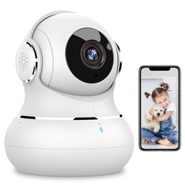 Little Elf Indoor Surveillance Camera, 2K Baby Monitor with Camera with Motion Detection, Noise Detection, 360° WiFi Camera Indoor Surveillance with 2-Way Audio, Night Vision, Pet Camera, App, Alexa
