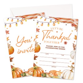 RYSMH Thanksgiving Dinner Invitations, Fall Invites Cards With Envelopes, Autumn Holiday Celebration Favors Supplies, 25pcs Invitation Card for Fall Pumpkin Theme Thanksgiving Dinner Party -07