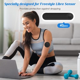 Pack of 40 Freestyle Libre 3 Plasters, Waterproof, Breathable, Plasters for Freestyle Libre 1, 2 & 3, Skin-Friendly Plasters for Swimming & Bath, Black YOUSHARES