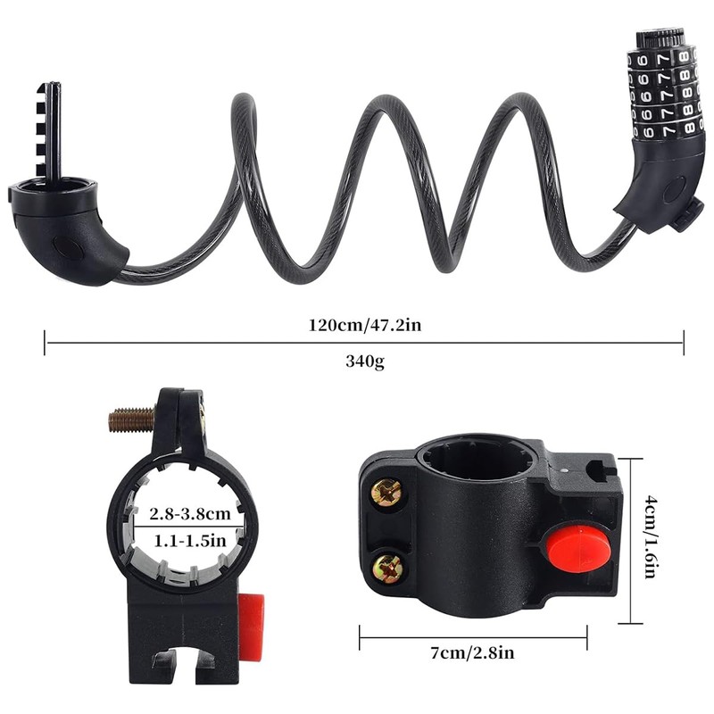 Bike Lock, 4 Feet Bicycle Locks Cable, Heavy Duty Anti