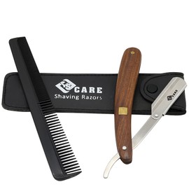 YSCARE Cut Throat Razor Kit, Wooded Genic Straight Razor, Professional Barber Razor, Premium Quality Straight Edge Razor, Moustache & Beard Shaving Razor, Single Blade Razor, Shavette