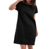 Amazhiyu Womens 100% Linen Summer Casual Crew Neck Midi Dresses