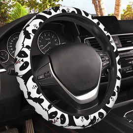 Cute Panda Steering Wheel Covers Universal 15 Inch Car Wheel Cover,Anti-Slip Breathable Car Accessories Protector Fit for Trucks,Sedans,SUVs,Vans