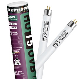 Reptispa 5.0 UVB Light for Reptiles, T5 HO 24 Watt Reptile Lamp Tube, Pack of 2 Fluorescent UVB Bulb, Basking Light for Bearded Dragon, Simulate Natural Sunlight for Reptiles and Amphibians
