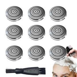 Pack of 9 Replacement Shaving Head for Pitbull Skull Shaver, Bald Razor Men, Pitbull Platinum Pro Shaver Replacement Heads with Cleaning Brush Skull Shaver Replacement Heads Accessories