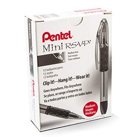 Pentel RSVP Mini Ballpoint Pen, (1.0mm) Medium Line, Red Ink, 12 pack (BK91MNB-B)
