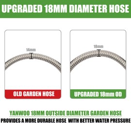 Yanwoo 304 Stainless Steel 5ft Garden Hose with Female to Female Brass Connector, 18mm Outer Diameter Flexible & Lightweight Heavy Duty Short Water Hose for Outdoor (5 Feet)