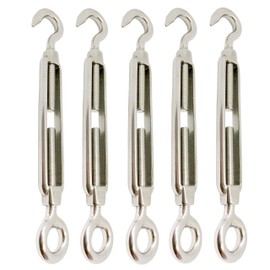 Tecklenborg, Kegel GmbH 5 x Stainless Steel Turnbuckles M4 Rust-Proof Polished V4A AISI 316 Turnbuckle with Eyelet and Hook