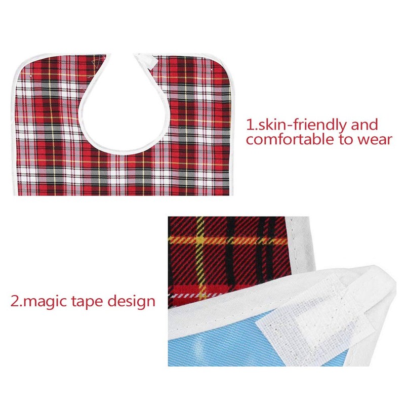 Bib for Adults Stripes Waterproof Adult Food Bib Reusable Mealtime