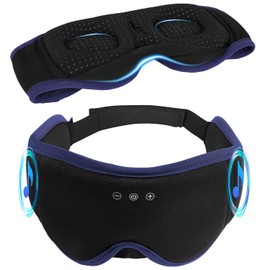 LC-dolida Sleep Mask with Headphones Bluetooth 5.4, 3D Sleeping Headphones for Side Sleepers Bluetooth Sleep Mask Blackout Bluetooth Eye Mask for Sleeping Travel Meditation Men Women