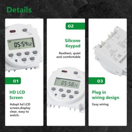 Wengart Timer CN101A, ACDC12V Weekly Programmable Time Relay, Digital LCD Display, 1M~168H, Manual/Automatic Control, Adaptable to a Variety of Time Control Tasks