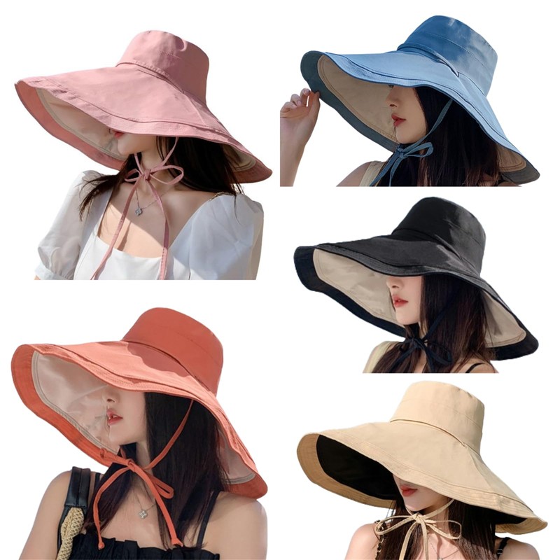 HIQIU Reversible Sun Hat Women's UV Protection Large Brim Sun