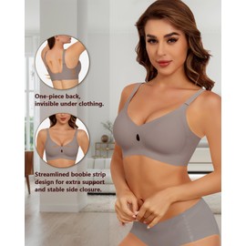 HORISUN Women's Wireless Bras No Underwire Push Up Bras Soft Support Comfort Full Coverage Seamless Everyday Bra,Coffee,M