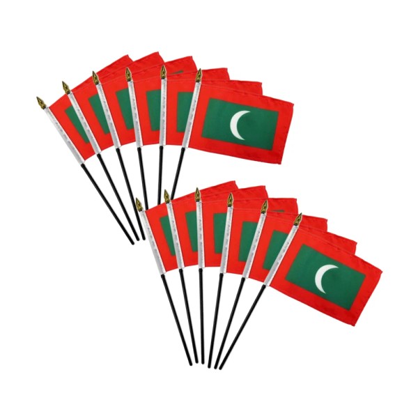 Unbranded Maldives 4x6in Country Stick Flag - 1 dozen pack