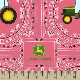 John Deere Floral Bandana Fabric, Pink