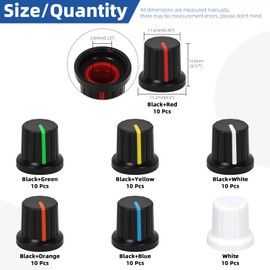 GLARKS 70pcs 5.8mm 7 Colors Potentiometer Control Knobs Kit, Rotary Knob, Volume Control Knob Encoder, Plastic Potentiometer Knobs Knurled Shaft for Synthesizers, Amplifier