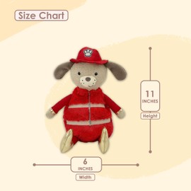 Mon Ami Microwavable Fletcher The Fire Dog Cuddle Bud, Plush Toy, Kids Gift, Red, 11 in