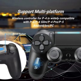 2 Pack Wireless Controller Compatible with P-4 Controllers, Control/Remotes Works with Pa4 Controller, Joystick/Gamepad/Mando with Motors/Speaker/Charging Cable,Black