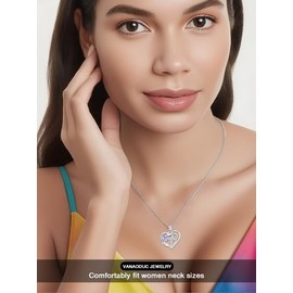 VANAODUC Birthstone Infinity Cross Necklace for Women, Heart Cross 14K Gold /18K White Gold/Rose Gold Womens Pendant Necklace I Love You Jewelry Anniversary Birthday Christmas Gifts for Her Mom Wife