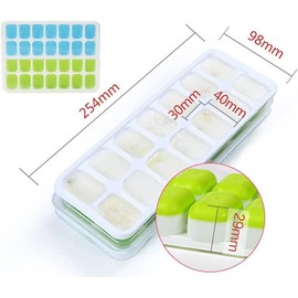 4 Pack Silicone stackable Ice Cube Trays, Reusable Flexible Silicone Ice Cube Trays with Spill-Resistant Removable Lids, Easy Release Ice Maker Tray - Easy to Use & Dishwasher Safe (Green)