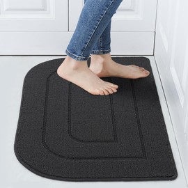 Kitchen Rugs and Mats, Non Skid Machine Washable Soft Kitchen Mats for Floor Kitchen Runner Rug Absorbent Resist Dirt Comfort Standing Mat Made of 100% Polypropylene Strip TPR Backing (black, 18"x27")